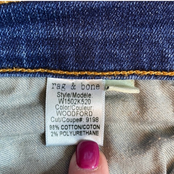 Rag & Bone Woodford Blue 5-Pockets Style Mid-rise Skinny Denim Jeans Size 28 - Picture 6 of 7